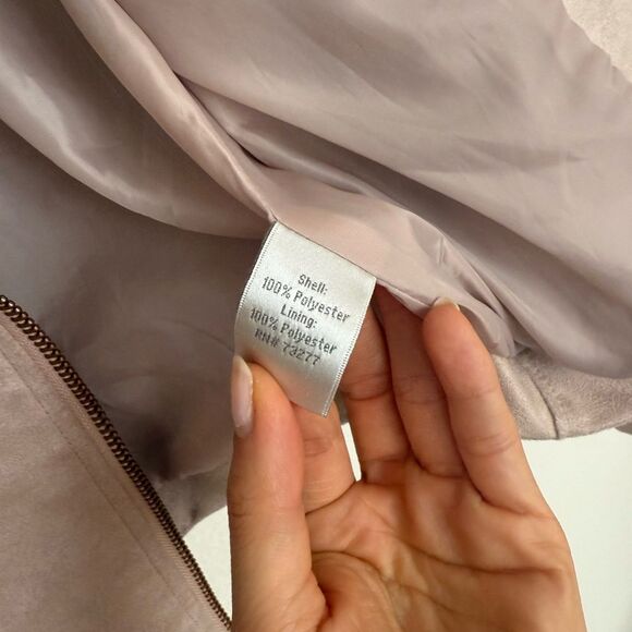 LC Lauren Conrad Runway Faux-Suede Moto Jacket size 4 blush and rose gold jacket - Picture 7 of 12